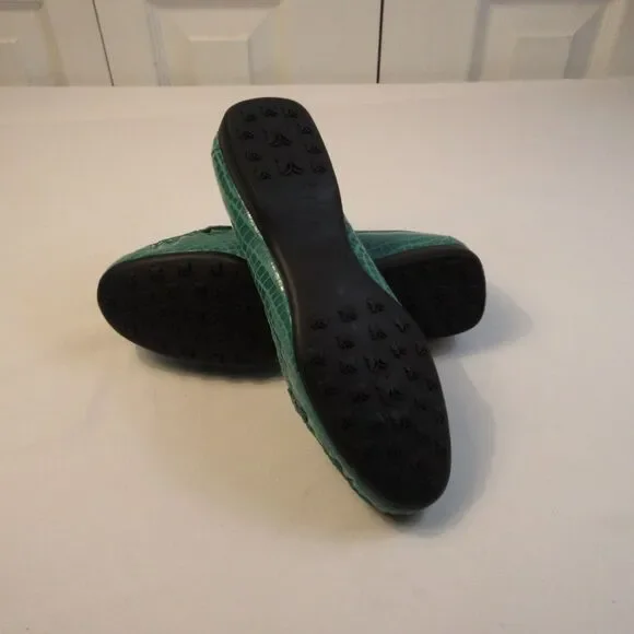 NWT Women's White Mountain Shoes US Size 9 Green Pearl Croco Moccasin - Picture 5 of 6